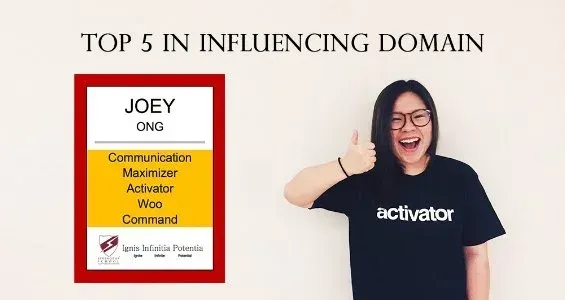 StrengthsFinder All Five in Influencing Domain Joey Ong.